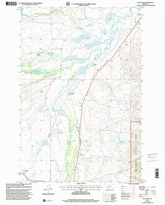 Classic USGS Mud Creek Montana 7.5'x7.5' Topo Map Image