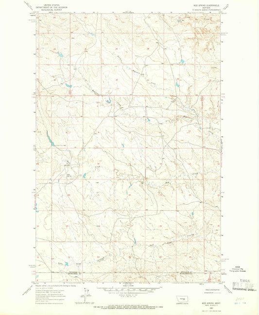 Classic USGS Mud Spring Montana 7.5'x7.5' Topo Map Image