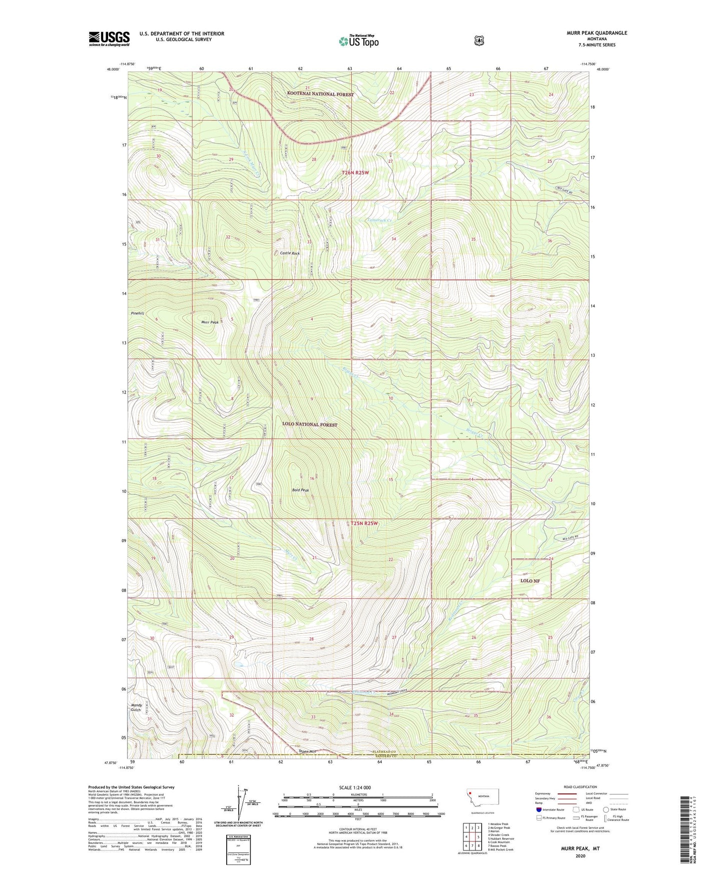 Murr Peak Montana US Topo Map Image