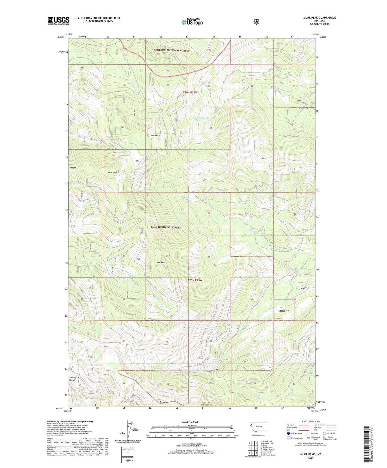 Murr Peak Montana US Topo Map Image