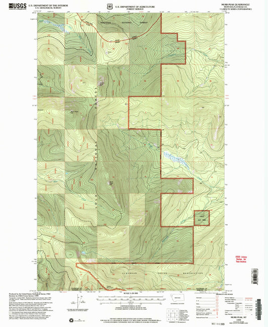 Classic USGS Murr Peak Montana 7.5'x7.5' Topo Map Image