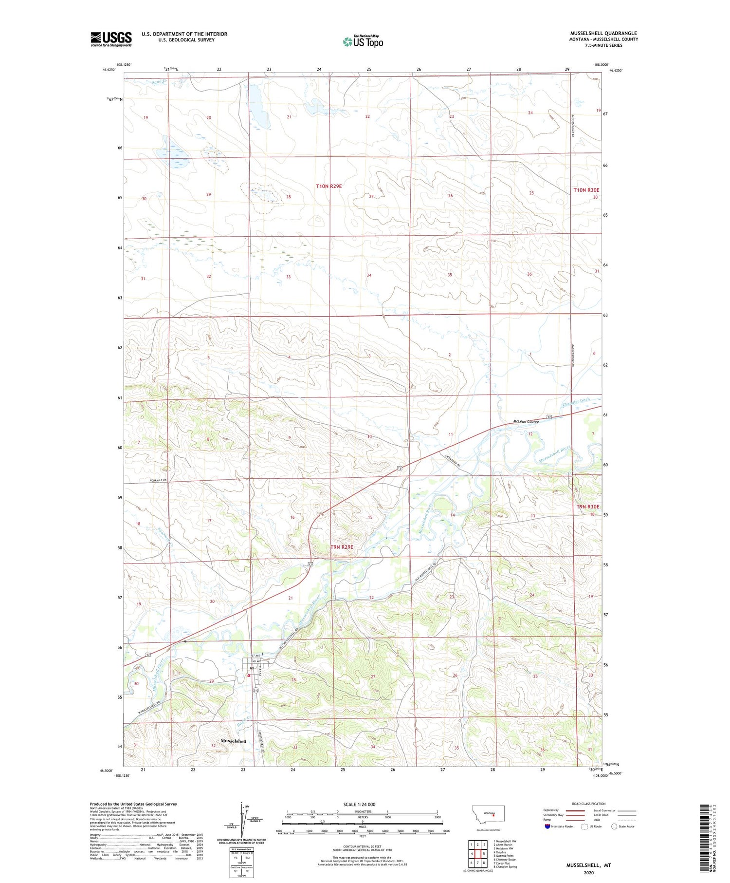 Musselshell Montana US Topo Map Image