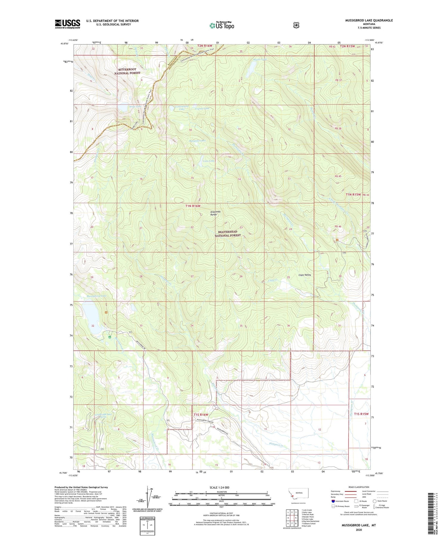 Mussigbrod Lake Montana US Topo Map Image