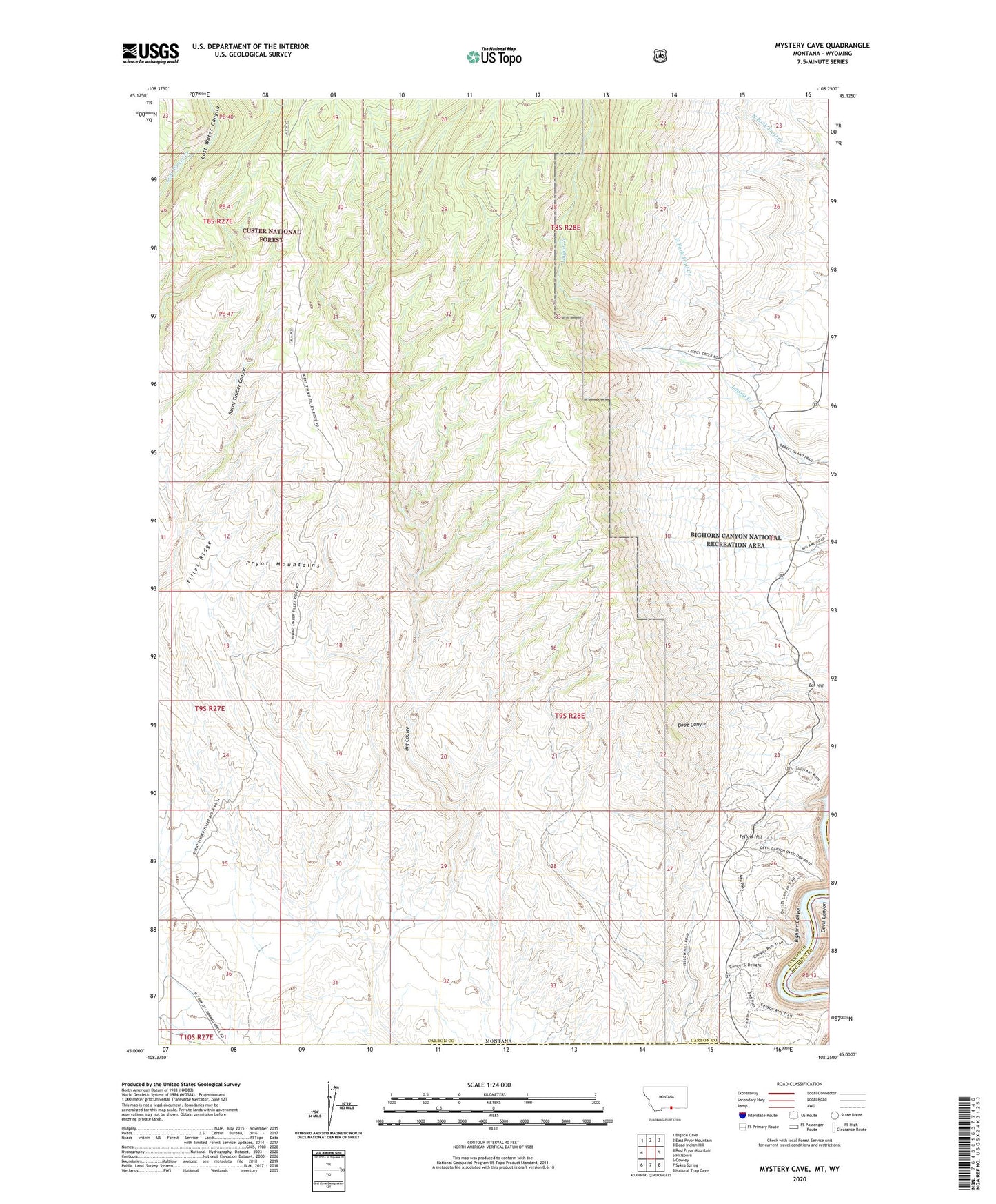 Mystery Cave Montana US Topo Map Image