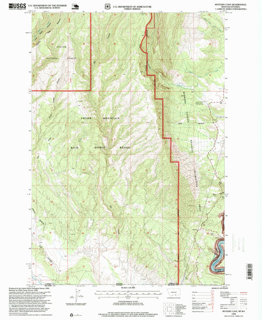 Classic USGS Mystery Cave Montana 7.5'x7.5' Topo Map Image