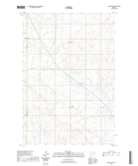 N Bar Coulee Montana US Topo Map Image