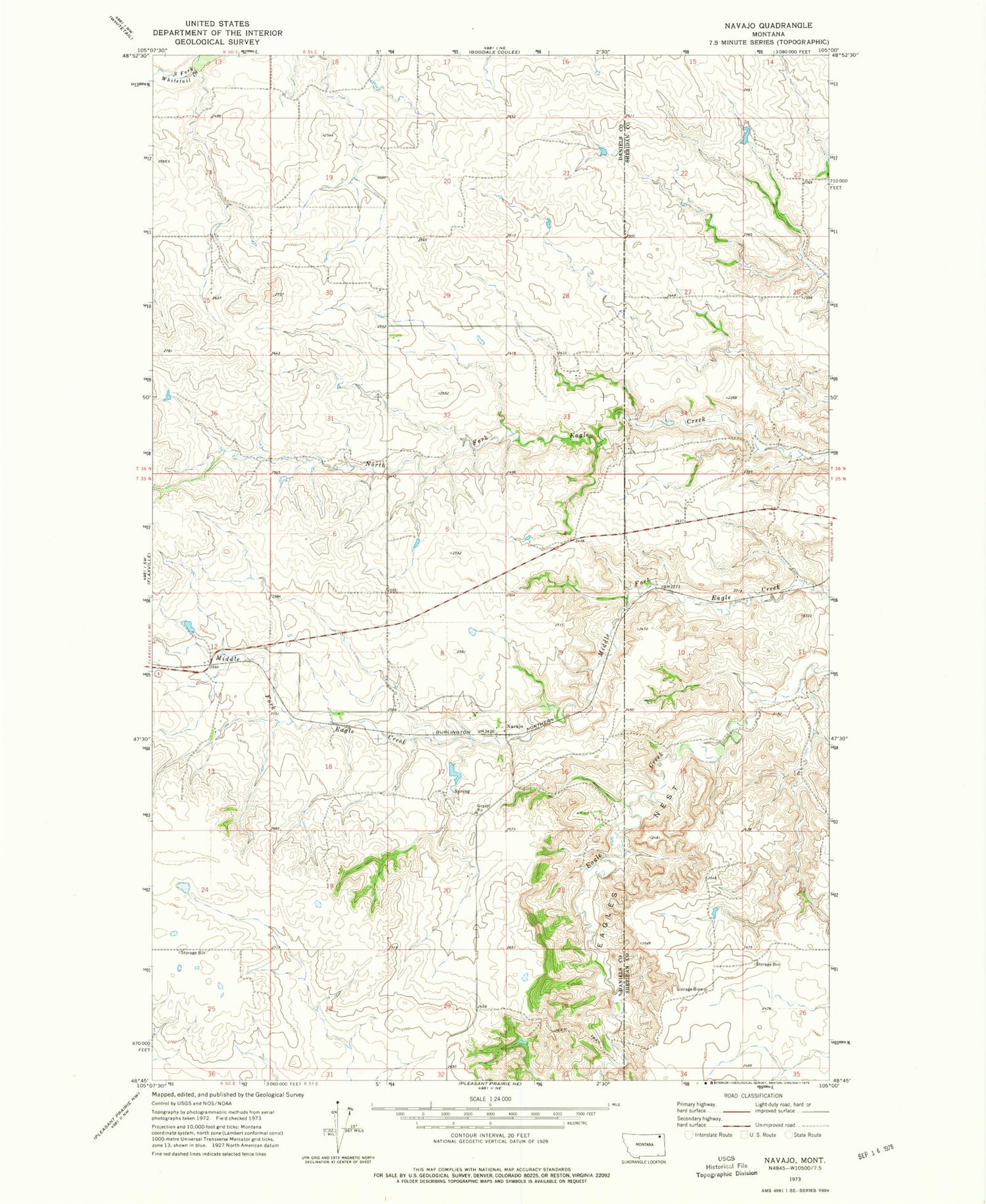 Classic USGS Navajo Montana 7.5'x7.5' Topo Map Image