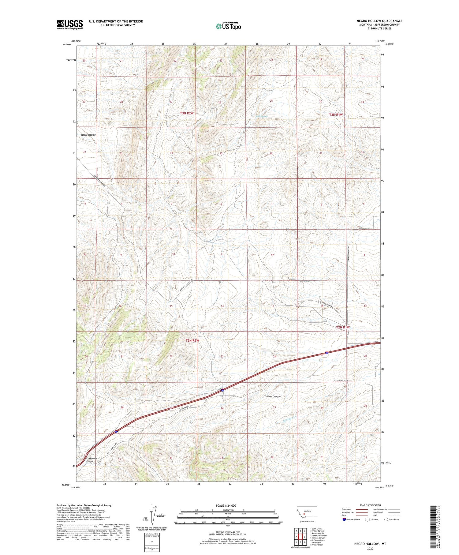 Negro Hollow Montana US Topo Map Image