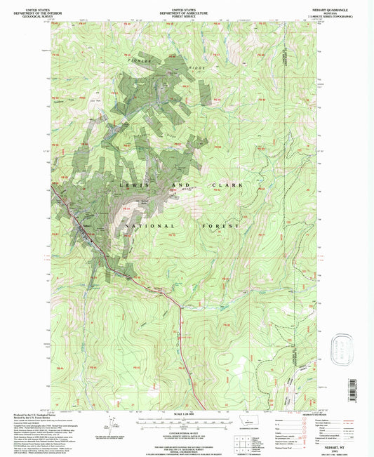 Classic USGS Neihart Montana 7.5'x7.5' Topo Map Image