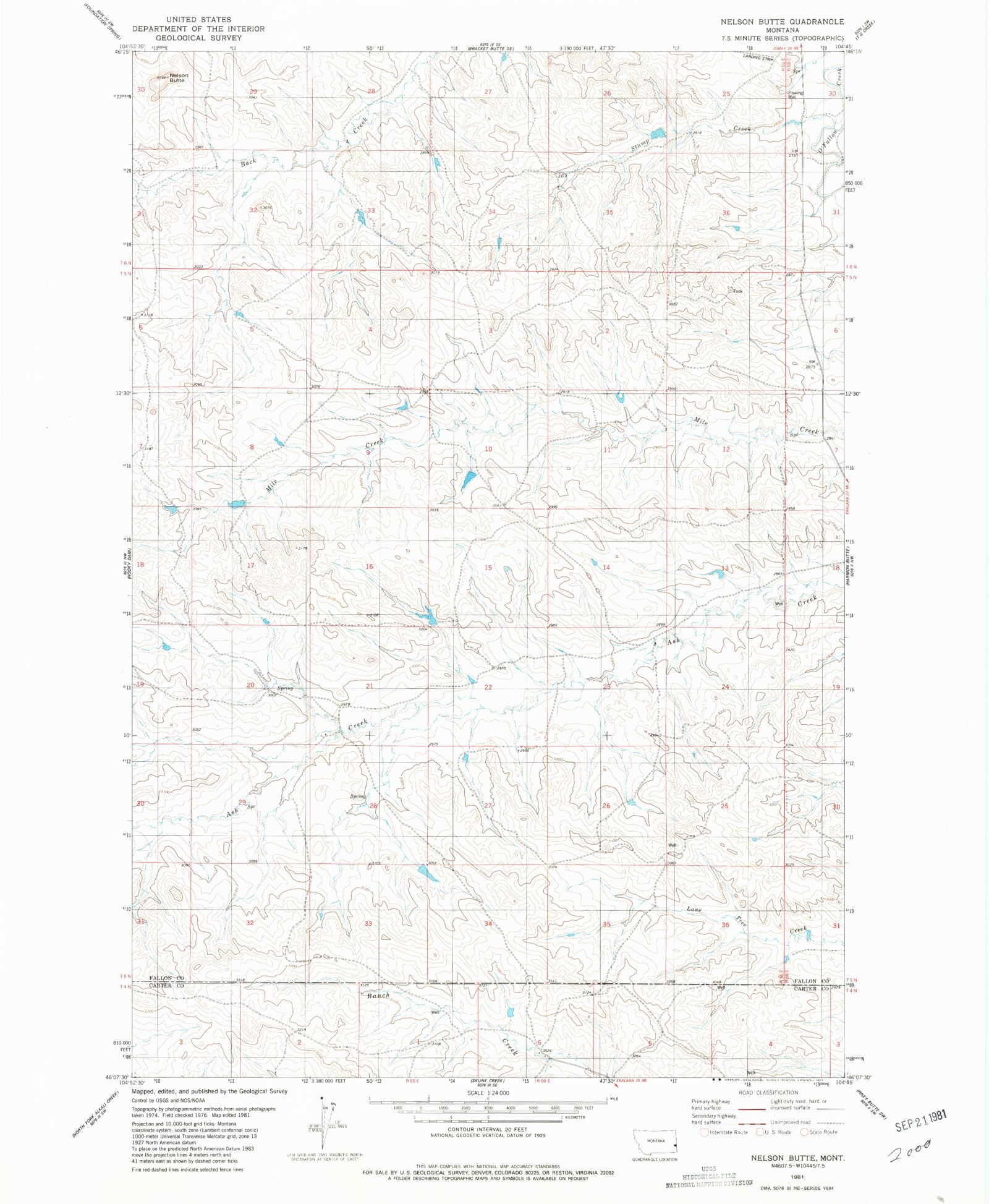Classic USGS Nelson Butte Montana 7.5'x7.5' Topo Map MyTopo Map Store