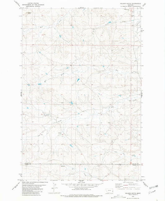 Classic USGS Nelson Butte Montana 7.5'x7.5' Topo Map Image