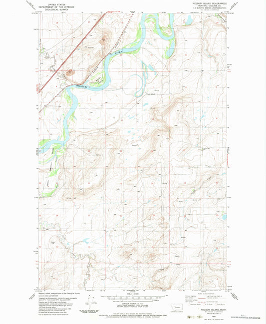 Classic USGS Nelson Island Montana 7.5'x7.5' Topo Map Image