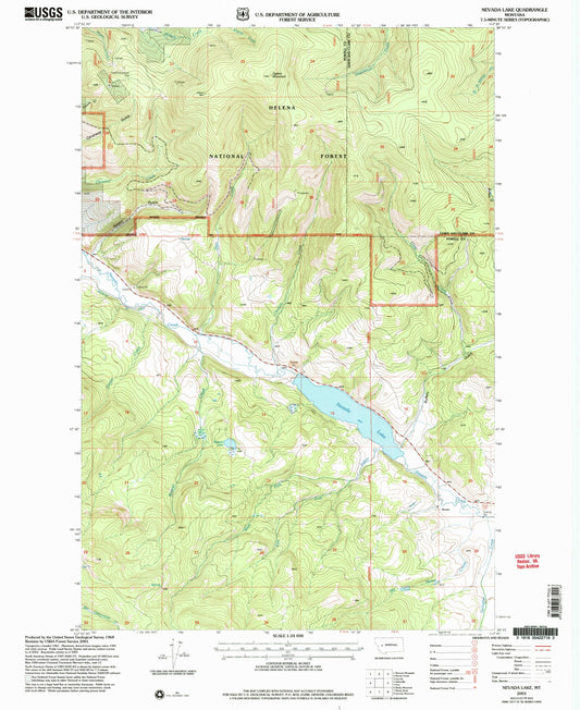 Classic USGS Nevada Lake Montana 7.5'x7.5' Topo Map Image