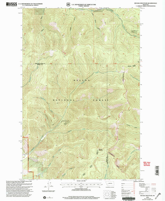 Classic USGS Nevada Mountain Montana 7.5'x7.5' Topo Map Image