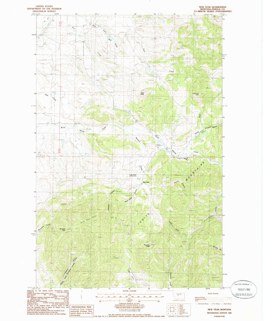 Classic USGS New Year Montana 7.5'x7.5' Topo Map Image