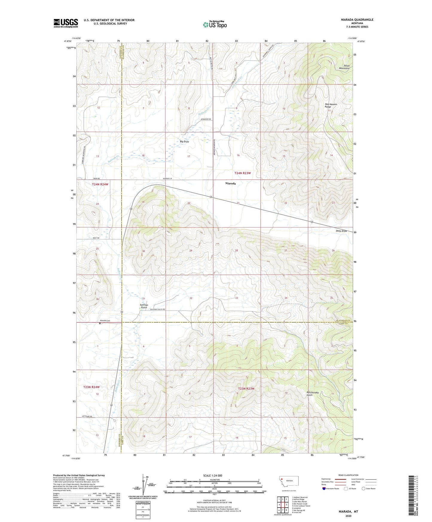 Niarada Montana US Topo Map Image