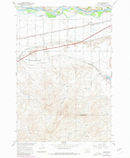 Classic USGS Nibbe Montana 7.5'x7.5' Topo Map Image