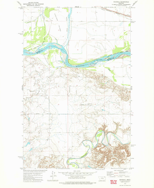 Classic USGS Nickwall Montana 7.5'x7.5' Topo Map Image