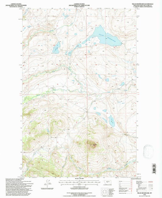 Classic USGS Nilan Reservoir Montana 7.5'x7.5' Topo Map Image