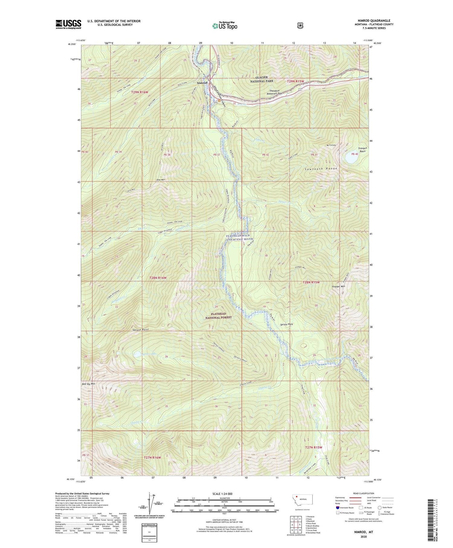 Nimrod Montana US Topo Map Image