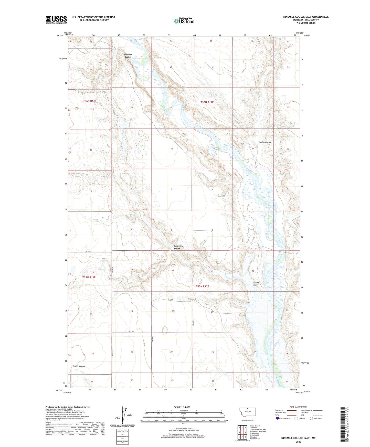 Ninemile Coulee East Montana US Topo Map Image