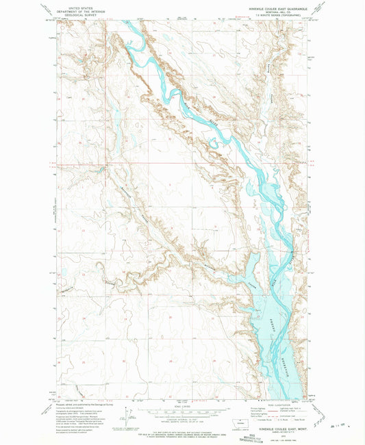 Classic USGS Ninemile Coulee East Montana 7.5'x7.5' Topo Map Image