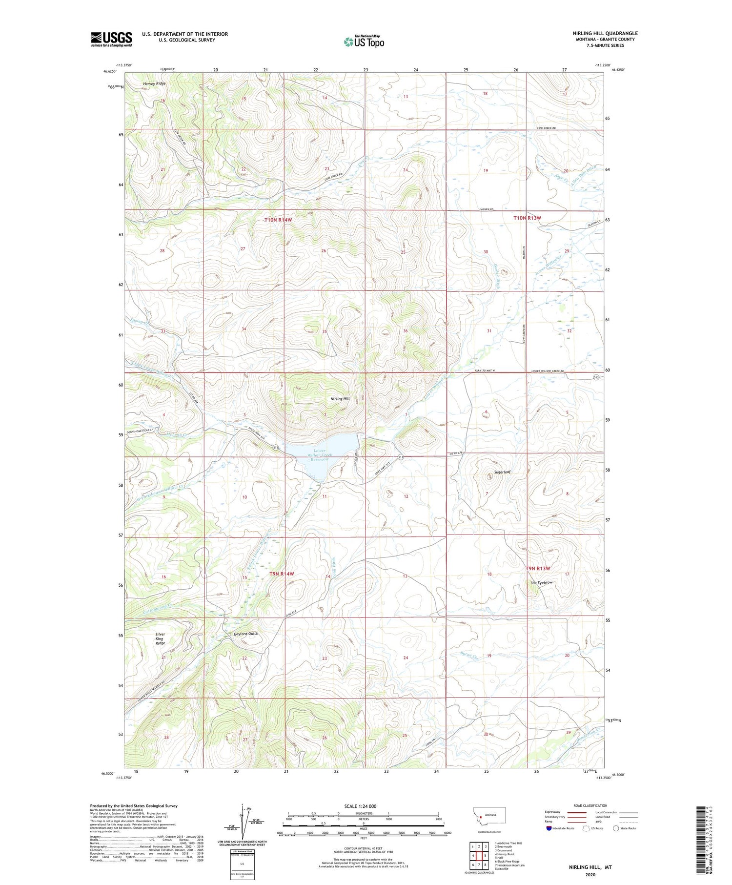 Nirling Hill Montana US Topo Map Image