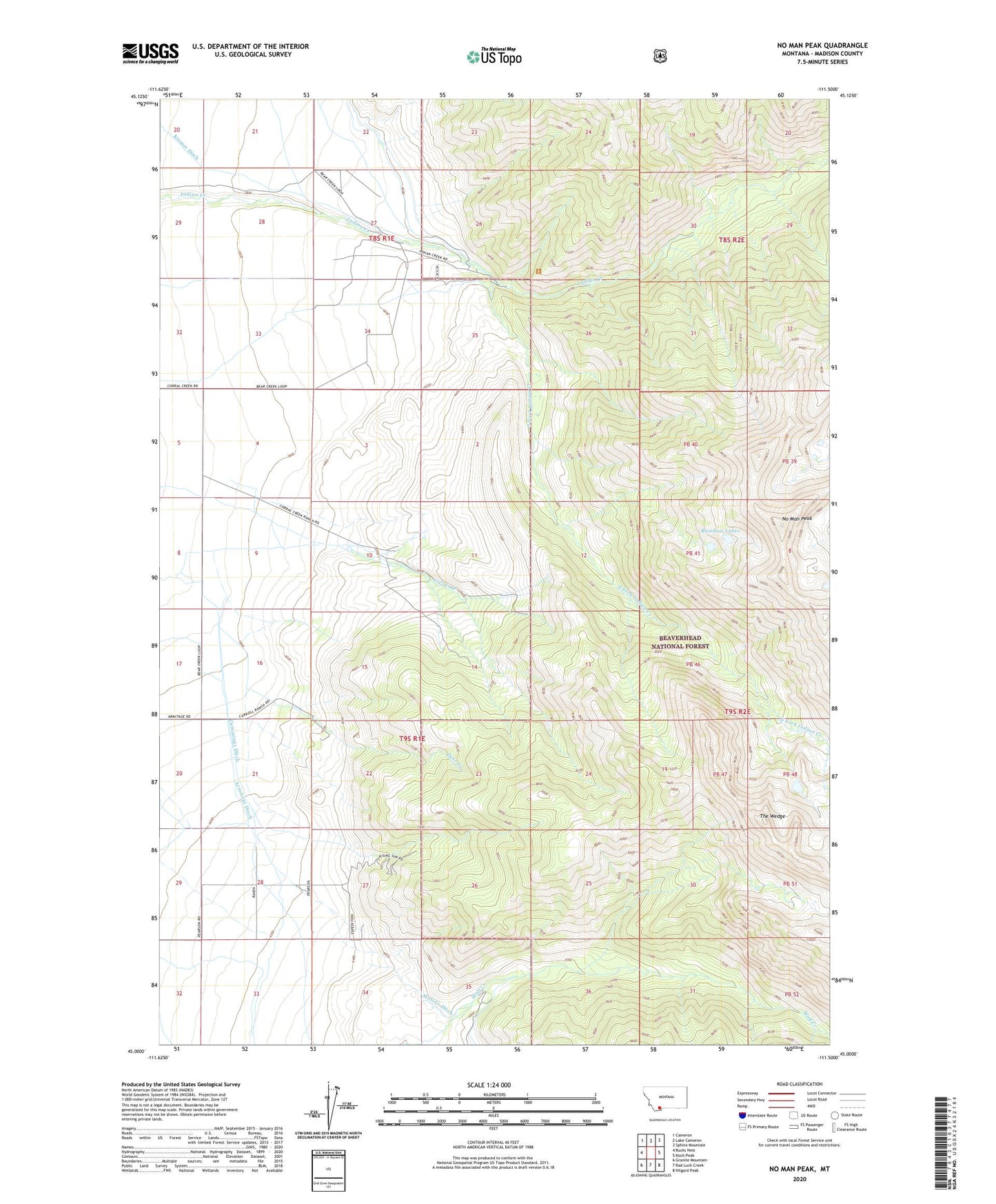 No Man Peak Montana US Topo Map Image