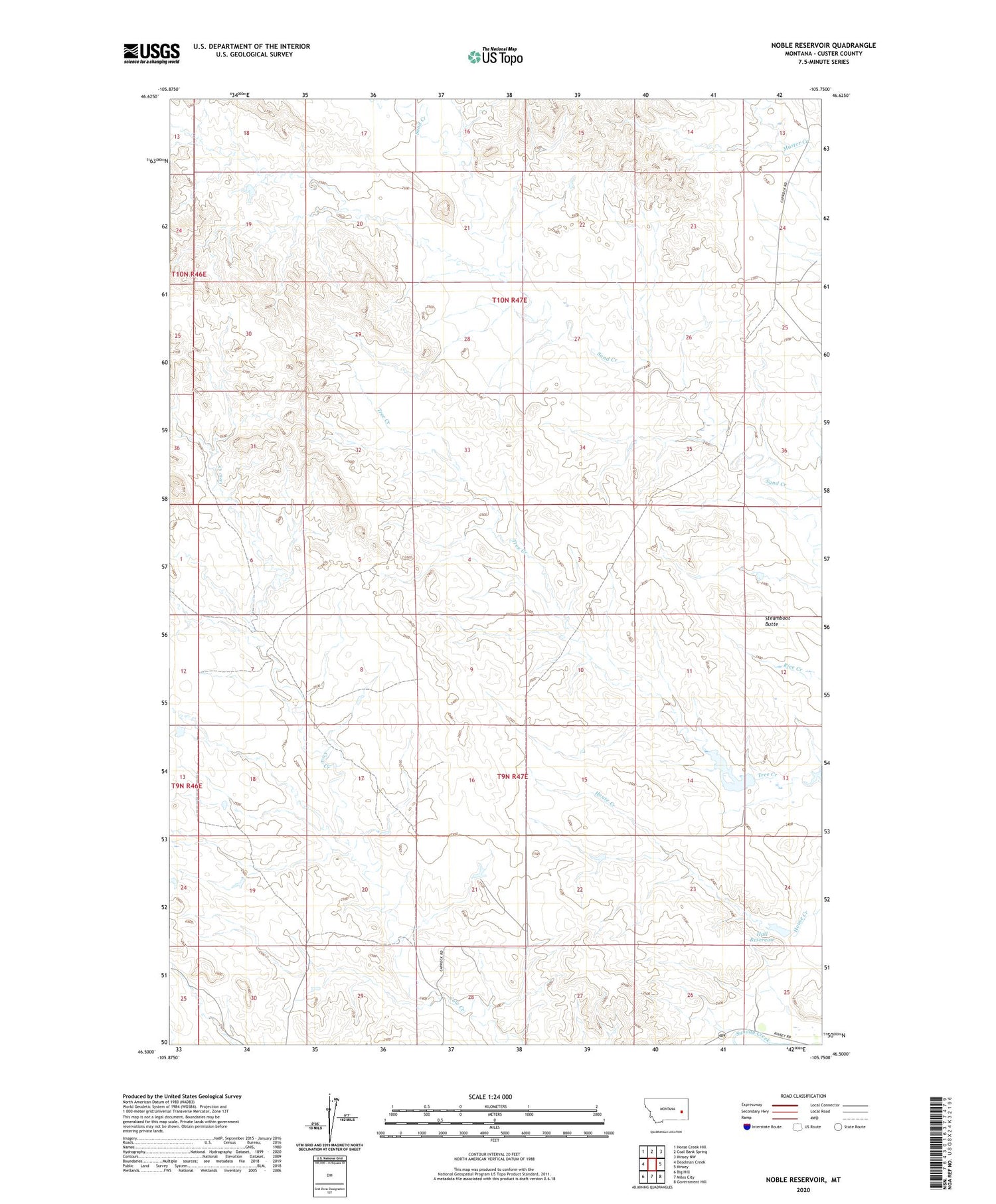 Noble Reservoir Montana US Topo Map Image
