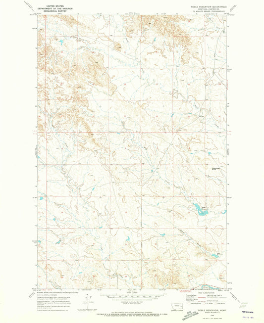 Classic USGS Noble Reservoir Montana 7.5'x7.5' Topo Map Image