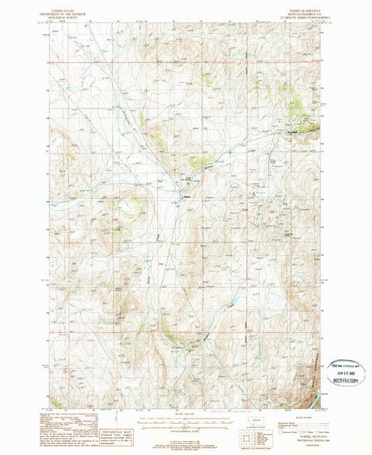 Classic USGS Norris Montana 7.5'x7.5' Topo Map Image