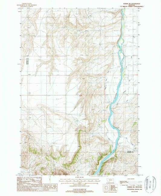 Classic USGS Norris NE Montana 7.5'x7.5' Topo Map Image
