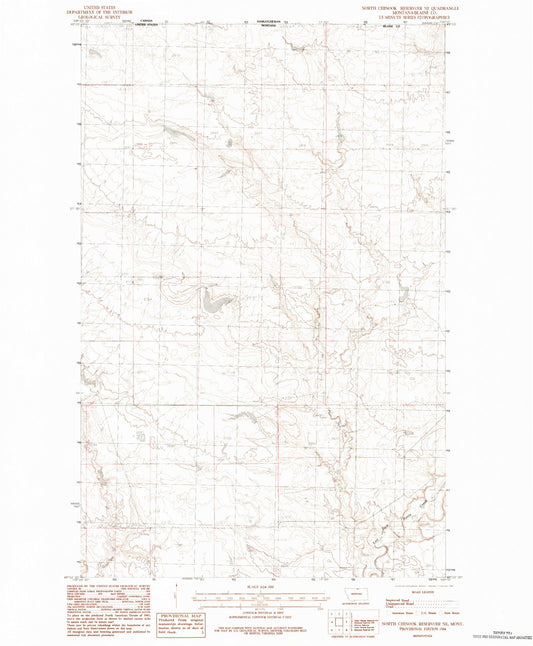 Classic USGS North Chinook Reservoir NE Montana 7.5'x7.5' Topo Map Image