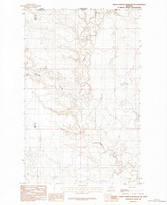 Classic USGS North Chinook Reservoir NW Montana 7.5'x7.5' Topo Map Image