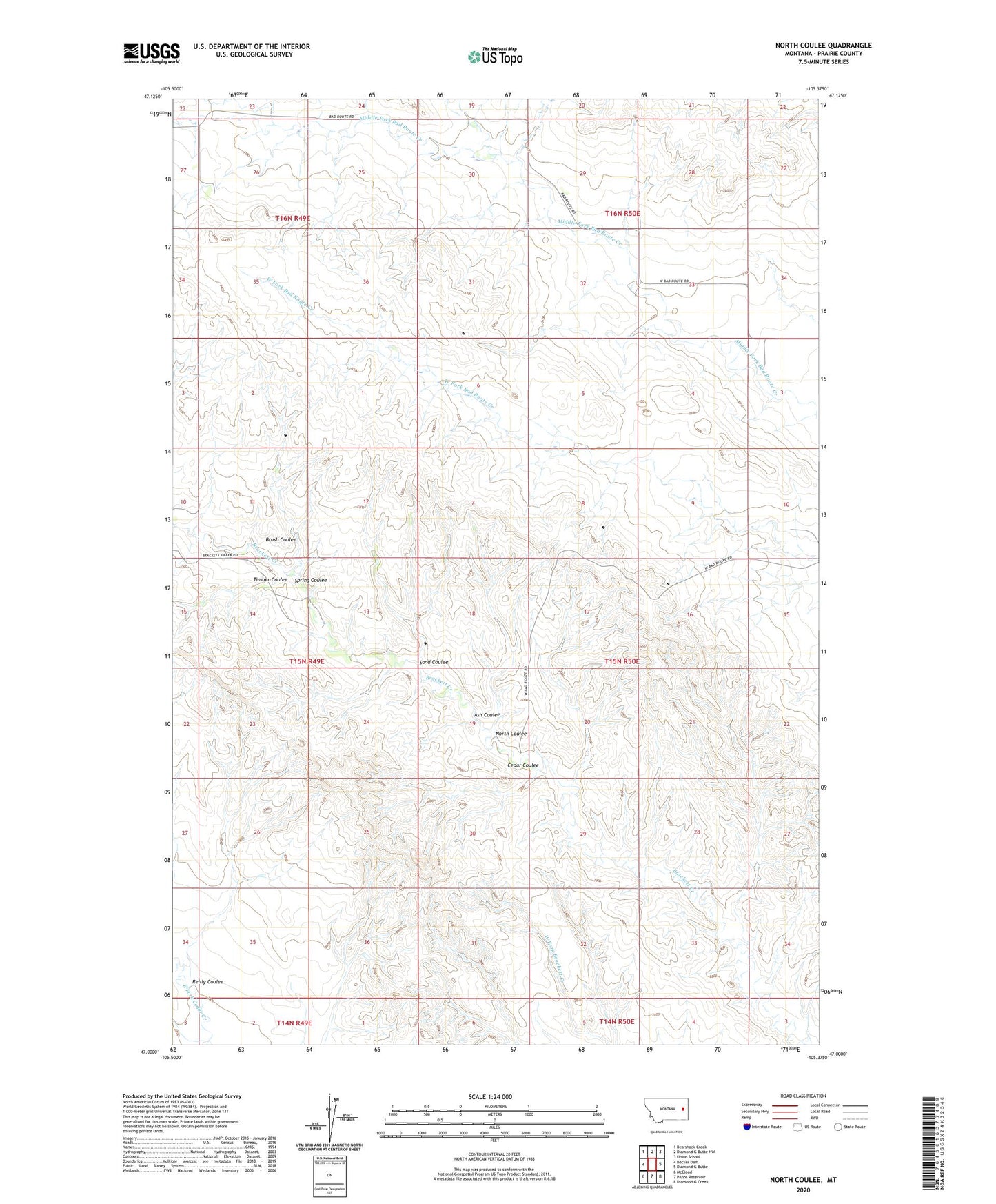 North Coulee Montana US Topo Map Image