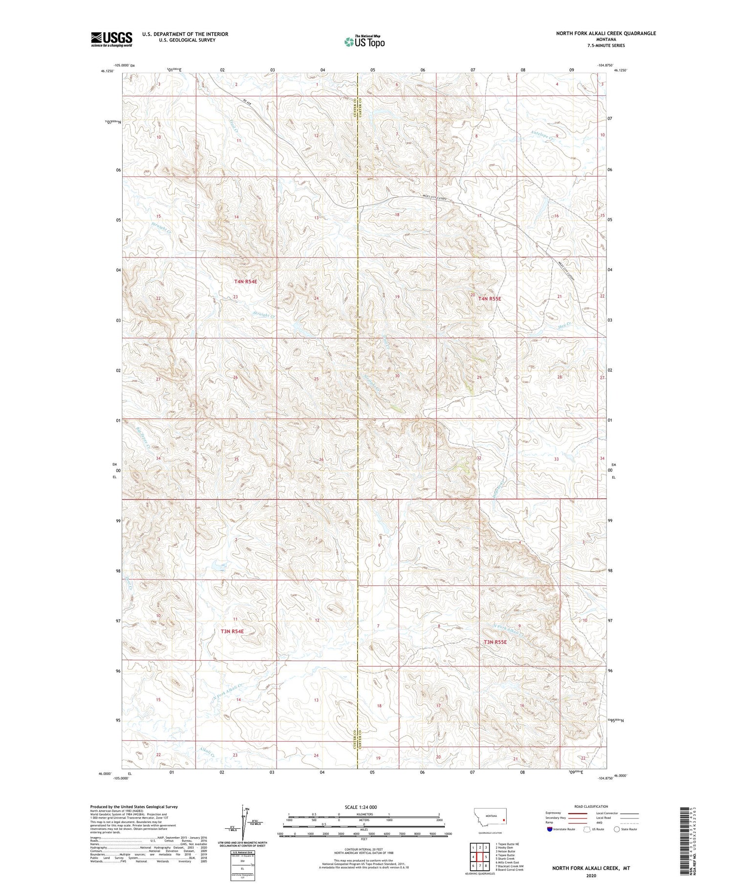 North Fork Alkali Creek Montana US Topo Map Image
