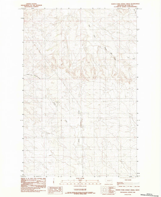 Classic USGS North Fork Horse Creek Montana 7.5'x7.5' Topo Map Image