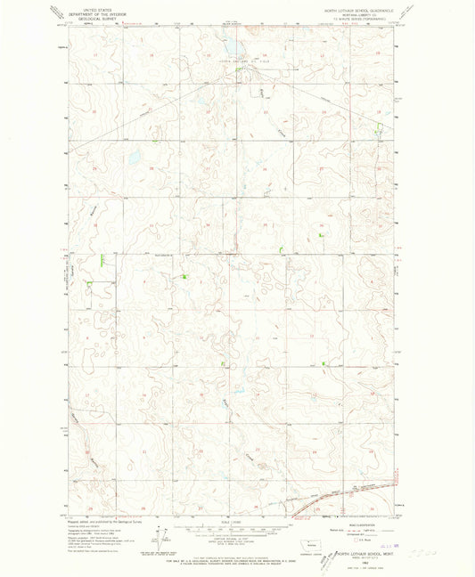 Classic USGS North Lothair School Montana 7.5'x7.5' Topo Map Image