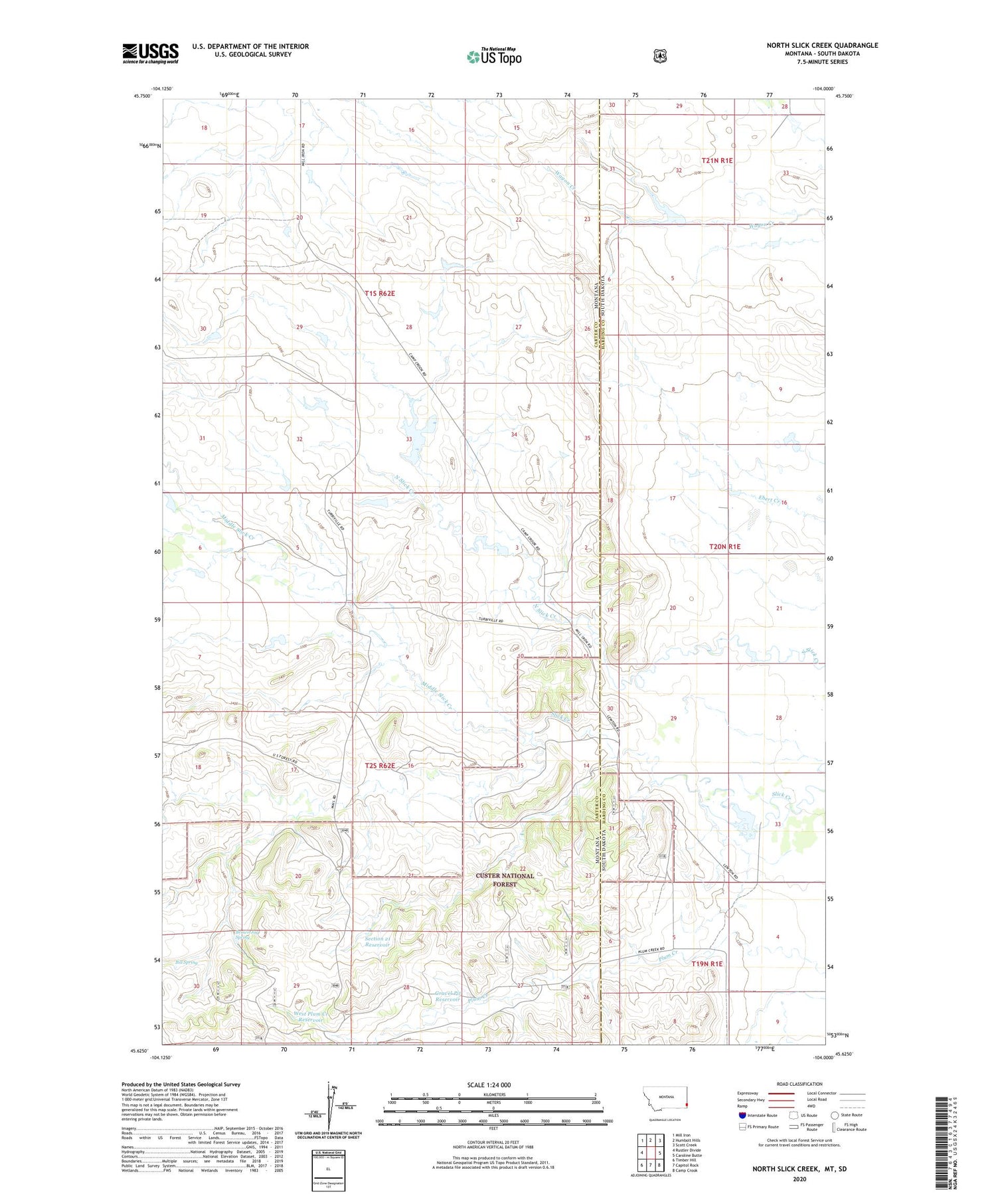 North Slick Creek Montana US Topo Map Image