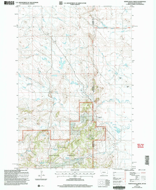 Classic USGS North Slick Creek Montana 7.5'x7.5' Topo Map Image