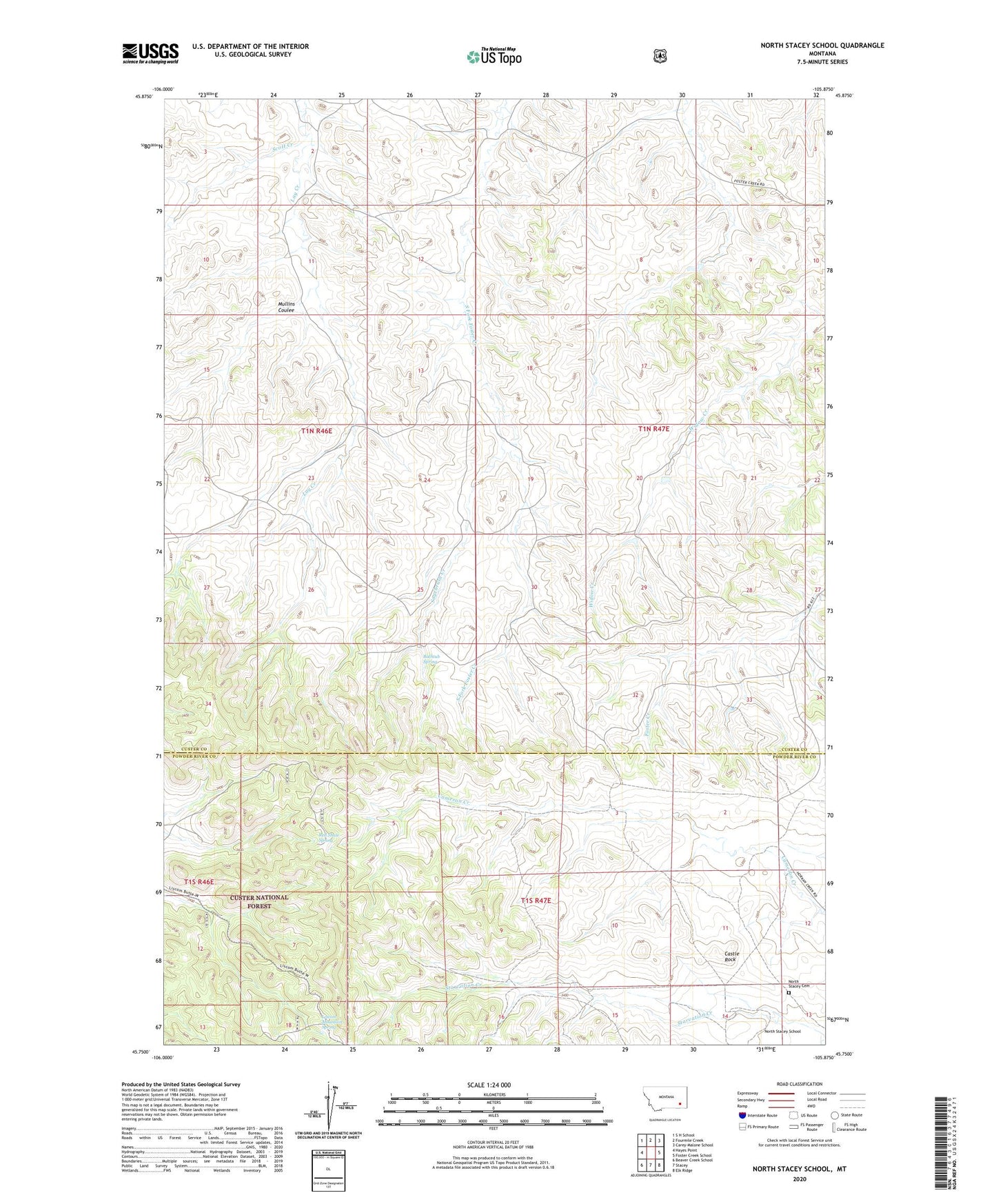 North Stacey School Montana US Topo Map Image