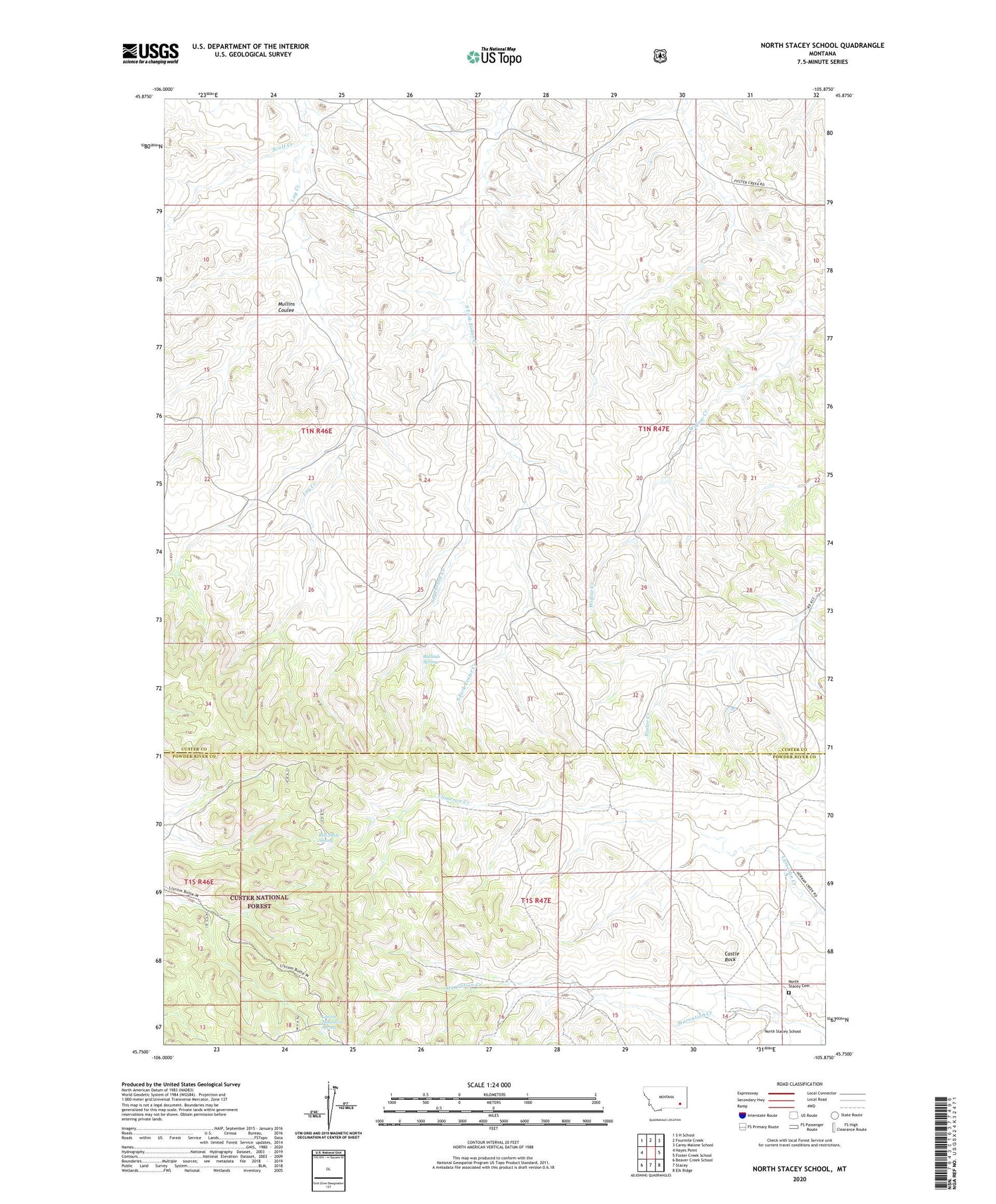 North Stacey School Montana US Topo Map Image