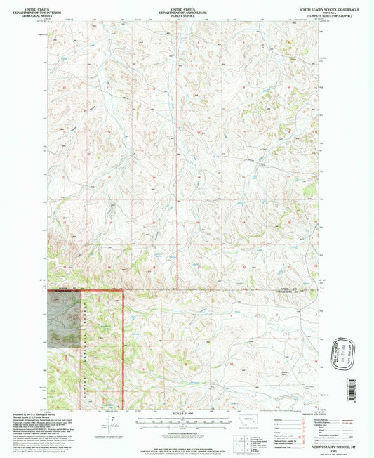 Classic USGS North Stacey School Montana 7.5'x7.5' Topo Map Image