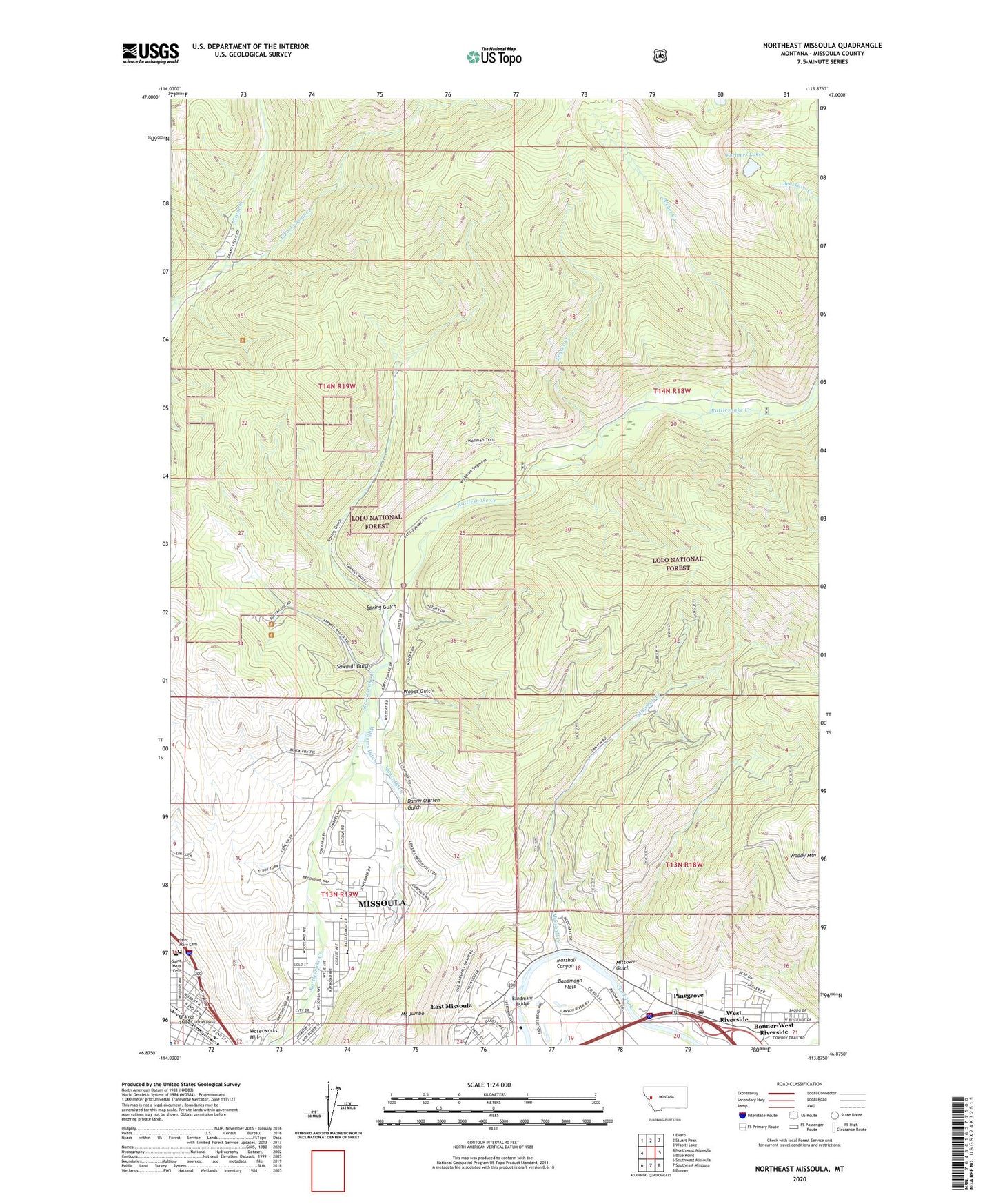 Northeast Missoula Montana US Topo Map Image