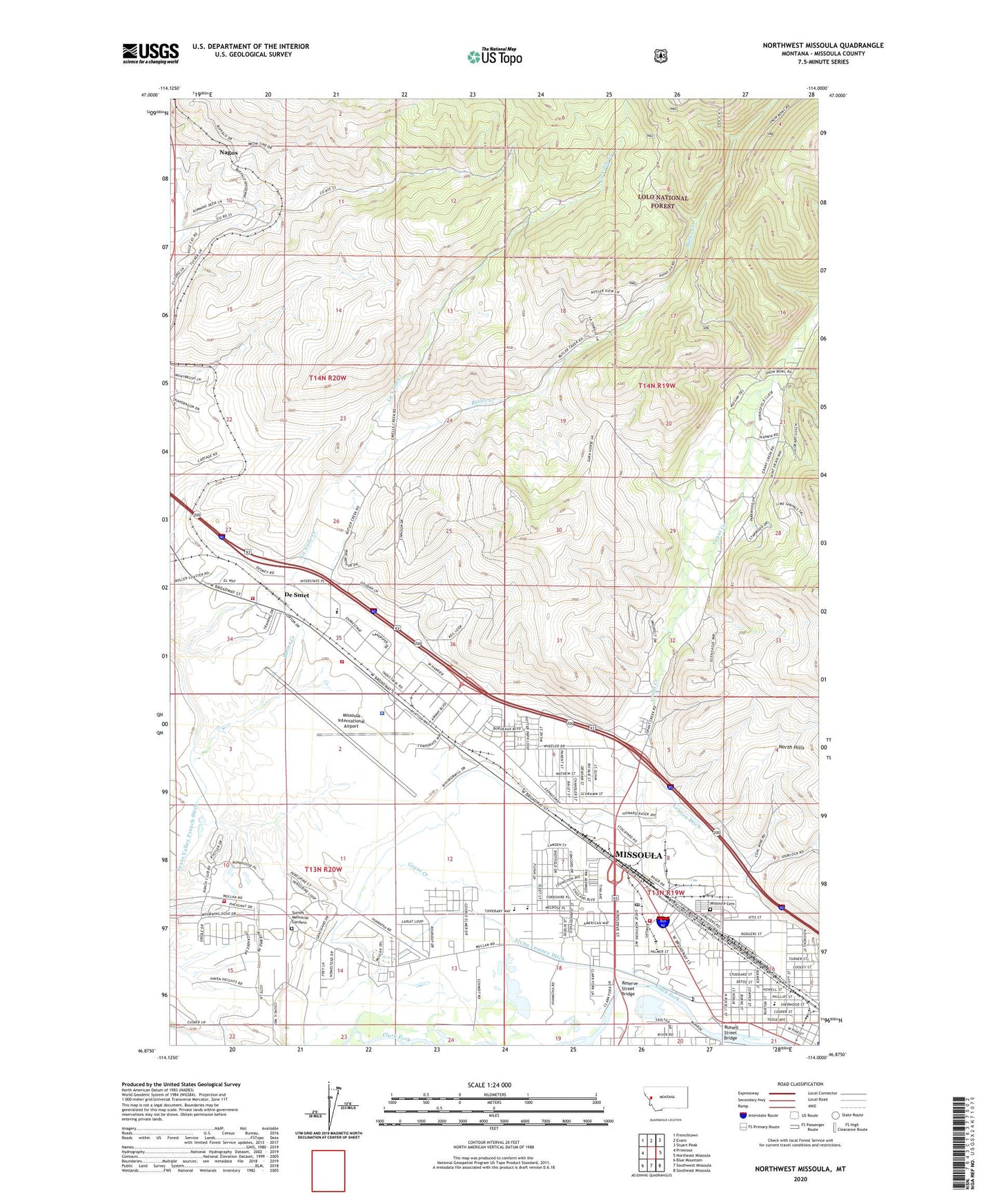 Northwest Missoula Montana US Topo Map Image