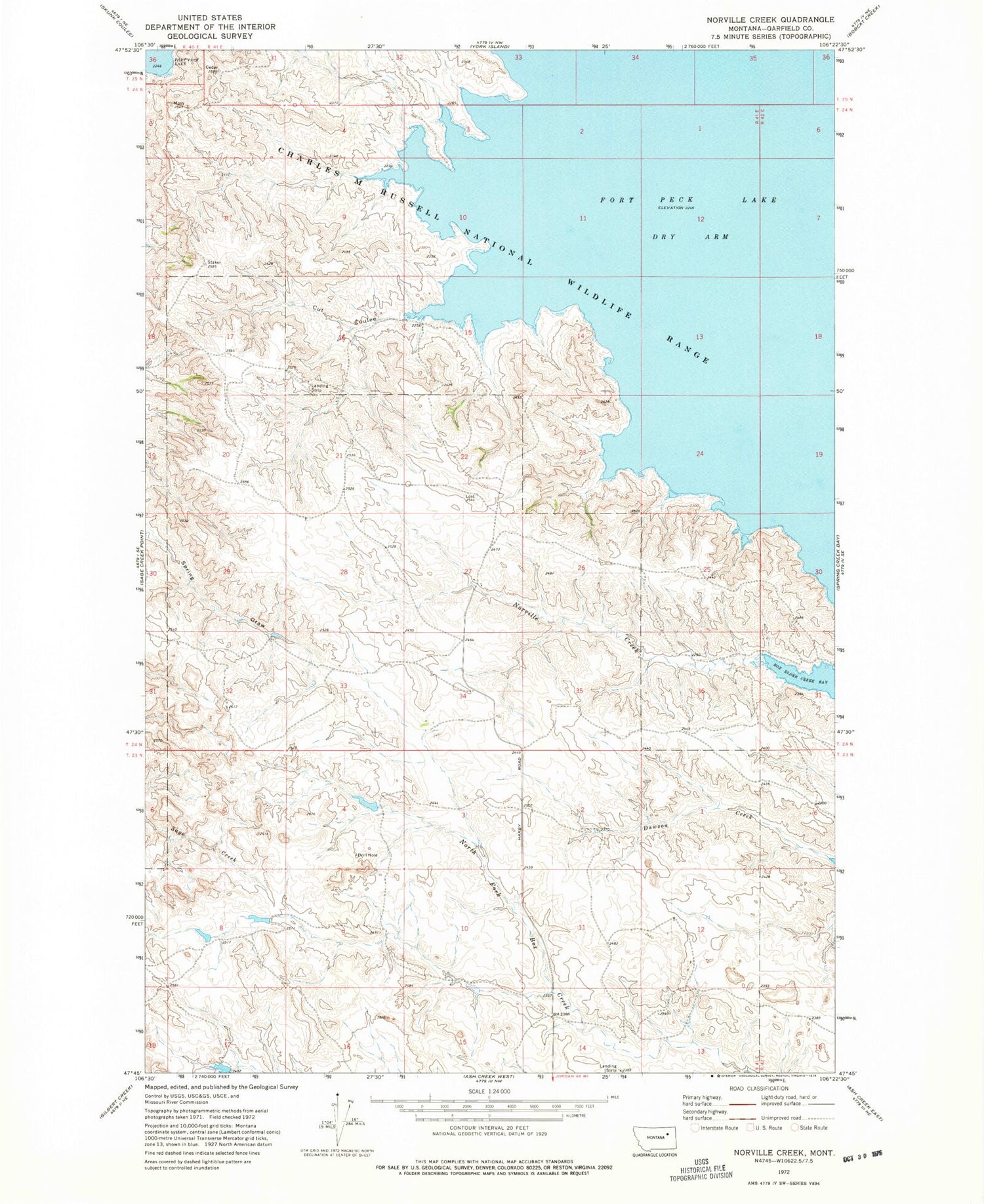 Classic USGS Norville Creek Montana 7.5'x7.5' Topo Map Image