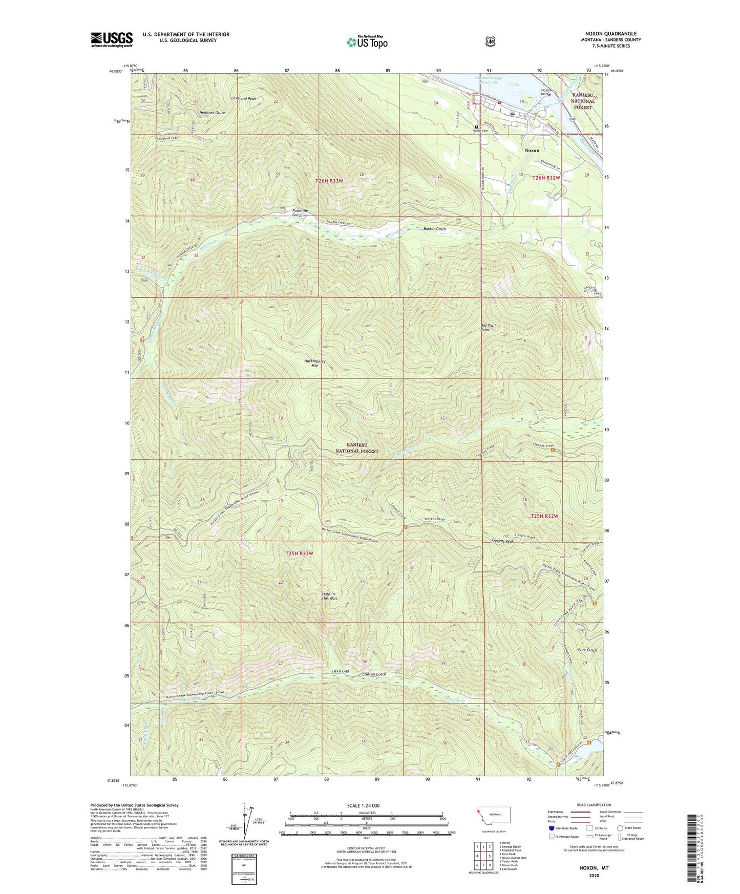Noxon Montana US Topo Map Image