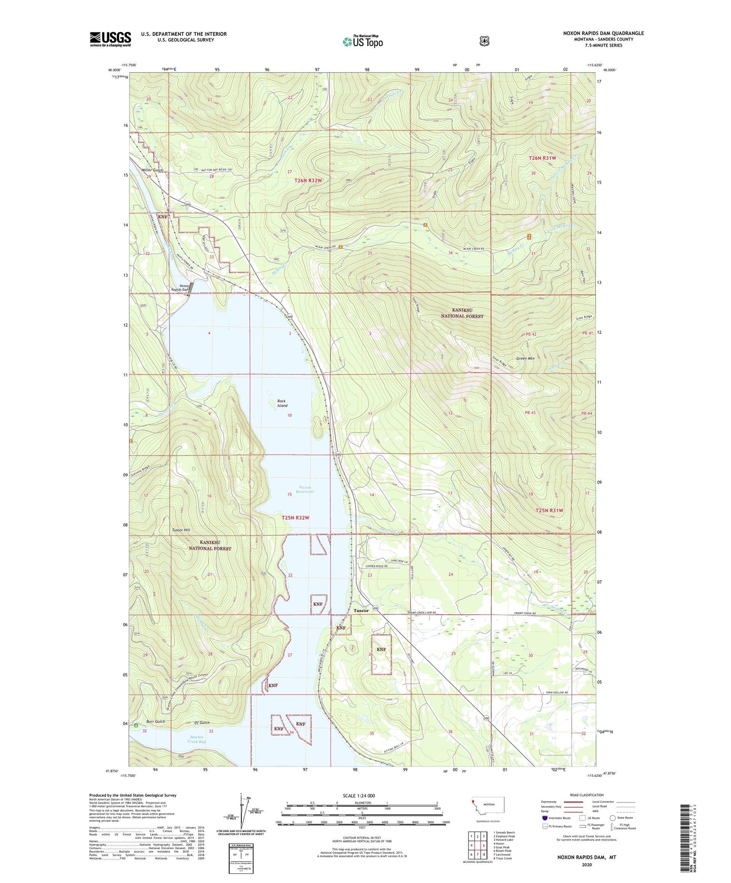 Noxon Rapids Dam Montana US Topo Map Image