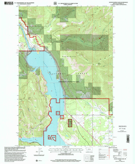 Classic USGS Noxon Rapids Dam Montana 7.5'x7.5' Topo Map Image