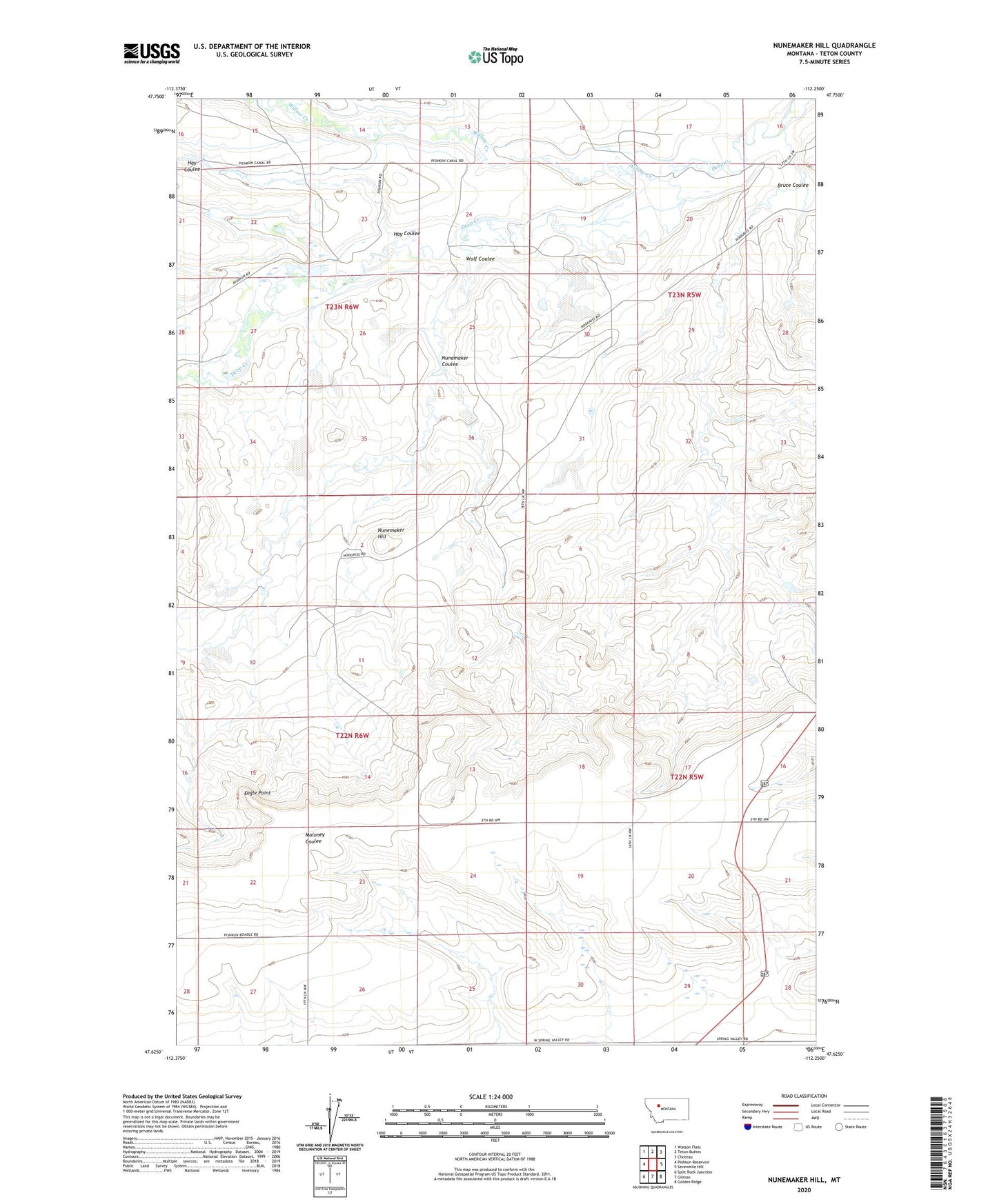 Nunemaker Hill Montana US Topo Map Image